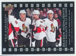 2015-16 TIM HORTONS - ERIK KARLSSON #SH-4 SEASON HIGHLIGHTS CHECKLIST