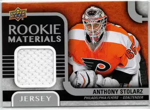 2015-16 UD Anthony Stolarz Rookie Materials EV Jersey Toronto Maple Leafs Philadelphia Flyers