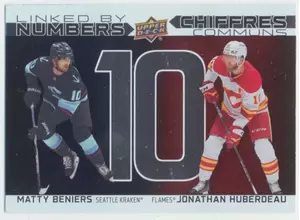 2023-24 TIM HORTONS GREATEST DUOS - MATTY BENIERS/JONATHAN HUBERDEAU #LN-4 LINKED BY NUMBERS