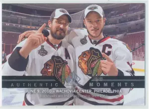 2013-14 SP AUTHENTIC - JONATHAN TOEWS/PATRICK SHARP #195 AUTHENTIC MOMENTS