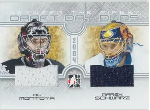 2008-09 BETWEEN THE PIPES - AL MONTOYA/MAREK SCHWARZ #DDD-08 DRAFT DAY DUOS /50
