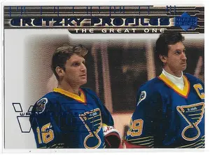 1999-00 Upper Deck Gretzky Profiles #GP6 Wayne Gretzky (w/ Brett Hull)
