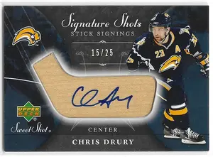 2006-07 Sweet Shot Signature Shots Stick Signings #SSS-CD Chris Drury (15/25)