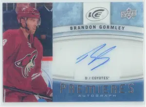 2014-15 UPPER DECK ICE - BRANDON GORMLEY #IPA-BG PREMIERES AUTOGRAPH