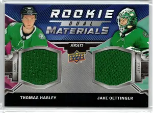 2020-21 UD Rookie Materials Duo Harley Oettinger EV Used Jersey Dallas Stars