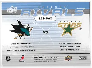 2008-09 Trilogy Rivals #SJS-DAL Joe Thornton, Patrick Marleau, Jonathan Cheechoo, Brad Richards, Jere Lehtinen & Mike Ribeiro (w/ Certificate of Authenticity)
