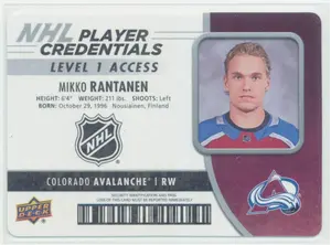 2018-19 UPPER DECK MVP - MIKKO RANTANEN #NHL-MR NHL PLAYER CREDENTIALS ACCESS LEVEL 1