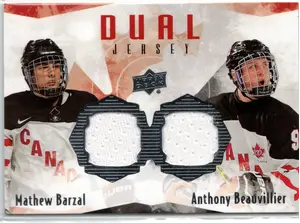 2015-16 UD Canada Juniors Dual Barzal Beauvillier GU Jersey