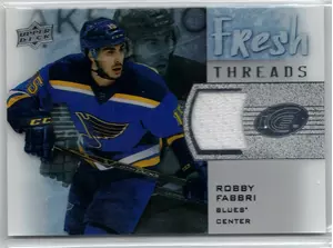 2015-16 UD Ice Fresh Threads Robbi Fabbri EV Jersey St Louis Blues