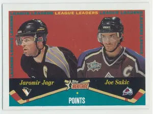 2001-02 TOPPS HERITAGE - JAROMIR JAGR/JOE SAKIC #123 LEAGUE LEADERS