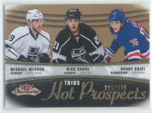 2015-16 FLEER SHOWCASE - MICHAEL MERSCH/NICK SHORE/BRADY SKJEI #104 HOT PROSPECTS 296/599