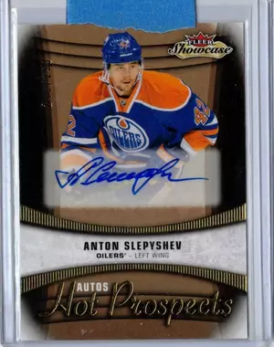2015-16 UD Fleer Showcase Hot Prospect Auto Anton Slepyshev 249/299 Edmonton Oilers