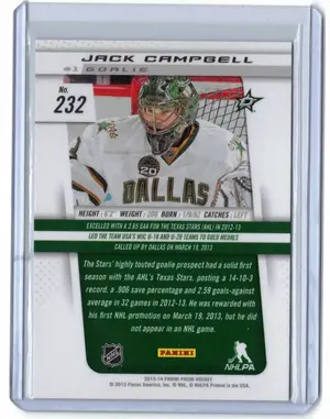 2013-14 Panini Prizm Jack Campbell RC Dallas Stars