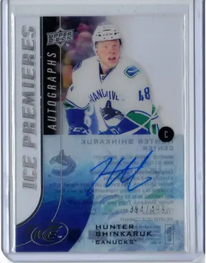 2015-16 UD Ice Premieres Rookie Auto Hunter Shinkaruk 394/499 Vancouver Canucks