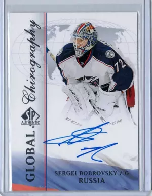 2015-16 UD SP Authentic Global Chirography Sergei Bobrovsky Columbus Blue Jackets