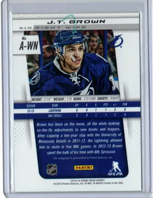 2013-14 Panini Prizm Auto JT Brown Tampa Bay Lightning