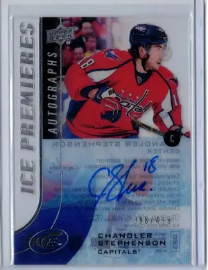 2015-16 UD Ice Premieres Rookie Auto Chandler Stephenson 398/499 Washington Capitals