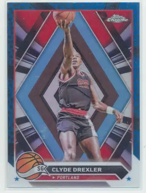 2023-24 Topps Chrome - Clyde Drexler #72 Blue Basketball Refractor Parallel