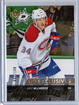 2015-16 UD Young Guns Exclusive Mike McCarron 092/100