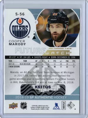 2018-19 UD SPA Future Watch Spectrum Level 1 Cooper Marody