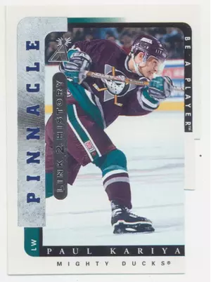 1996-97 PINNACLE BE A PLAYER - PAUL KARIYA #LTH-6B LINK 2 HISTORY