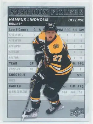 2023-24 UPPER DECK - HAMPUS LINDHOLM #SB-15 STAT BOX FILLERS