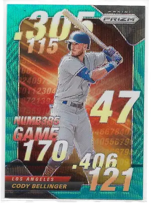 2020 Prizm Numb3r5 (Numbers) Game Teal Wave Prizm #NG-3 Cody Bellinger