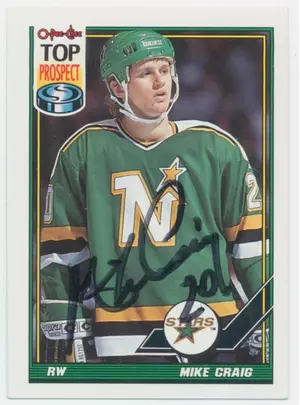 1991-92 O-PEE-CHEE - MIKE CRAIG #187 AUTOGRAPH