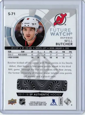 2017-18 SPA  FW Will Butcher Spectrum #S-71 New Jersey Devils