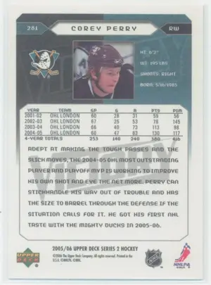 2005-06 Upper Deck Victory Corey Perry Rookie #281