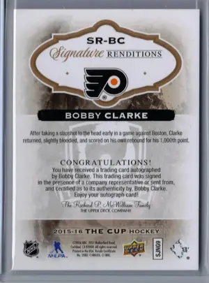2015-16 UD The Cup Signature Renditions Auto Bobby Clarke