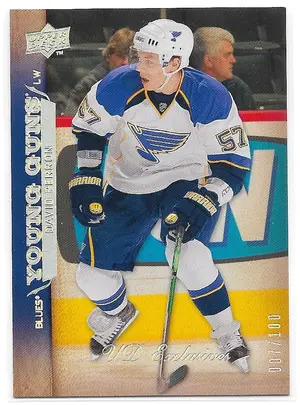 2007-08 Upper Deck UD Exclusives #496 David Perron RC (Young Guns) (007/100)