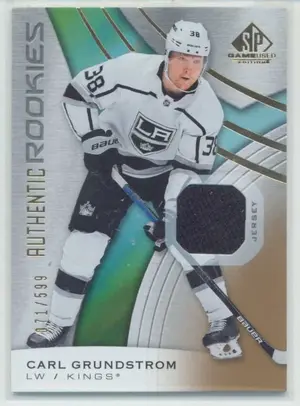 2019-20 SP GAME USED - CARL GRUNDSTROM #158 JERSEY GOLD 71/599