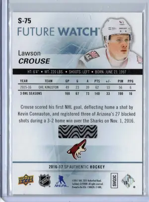 2016-17 SPA FW Lawson Crouse Spectrum #S-75 Arizona Coyotes