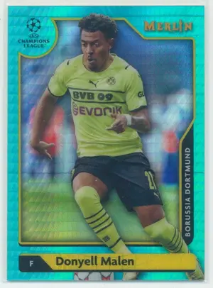2021-22 Topps Merlin Collection Chrome UCL - Donyell Malen #86 Aqua Prism Refractor Parallel
