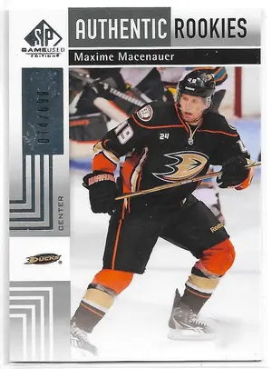 2011-12 SP Game Used #105 Maxime Macenauer RC (074/699)