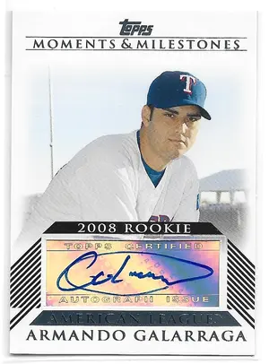 2008 Topps Moments & Milestones Rookie Autograph #RA-AG Armando Galarraga