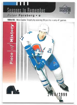 2002-03 Piece of History #107 Peter Forsberg (2426/2999)