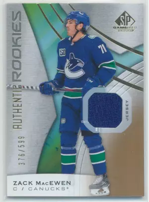 2019-20 SP GAME USED - ZACK MacEWEN #150 JERSEY GOLD 376/599
