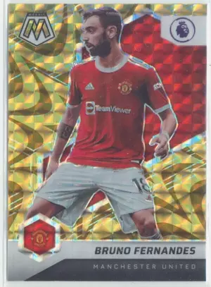 2021-22 Panini Mosaic Premier League - Bruno Fernandes #141 Reactive Gold Mosaic Prizm Parallel
