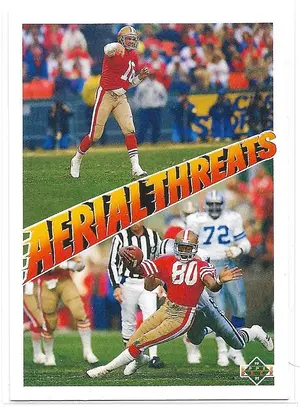 1991 Upper Deck (Aerial Threats) #35 Joe Montana & Jerry Rice