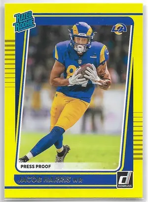 2021 Donruss Press Proof Yellow #290 Jacob Harris (Rated Rookie)