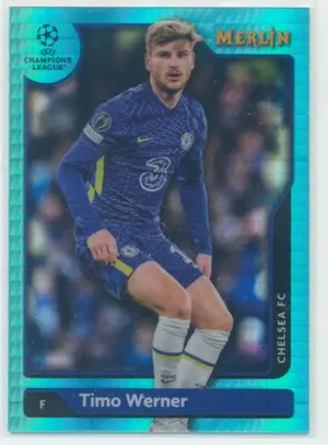 2021-22 Topps Merlin Collection Chrome UCL - Timo Werner #79 Aqua Prism Refractor Parallel