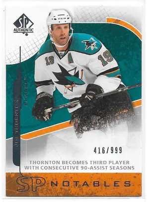 2008-09 SP Authentic #122 Joe Thornton (Notables) (416/999)