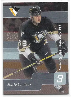 2001-02 Be A Player Signature Series He Shoots He Scores Points #NNO Mario Lemieux