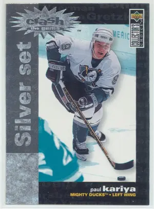 1995-96 COLLECTOR'S CHOICE - PAUL KARIYA #C10 YOU CRASH THE GAME SILVER SET