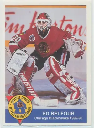 1993-94 HIGH LINER GREATEST GOALIES - ED BELFOUR #2 (w/ CONTEST CARD)