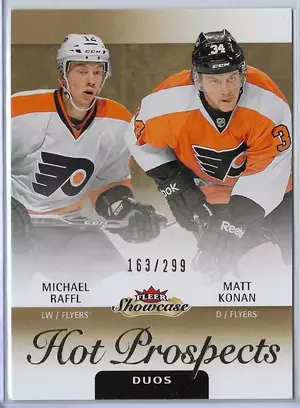 2013-14 Fleer Showcase (Hot Prospects Duos) #132 Michael Raffl & Matt Konan RC (163/299)
