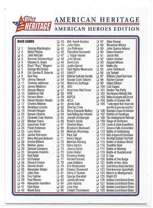 2009 Topps Heritage American Heroes #NNO Checklist (1 of 3)