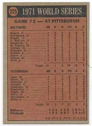 1972 Topps #225 1971 World Series Game 3 (Manny Sanguillen) *